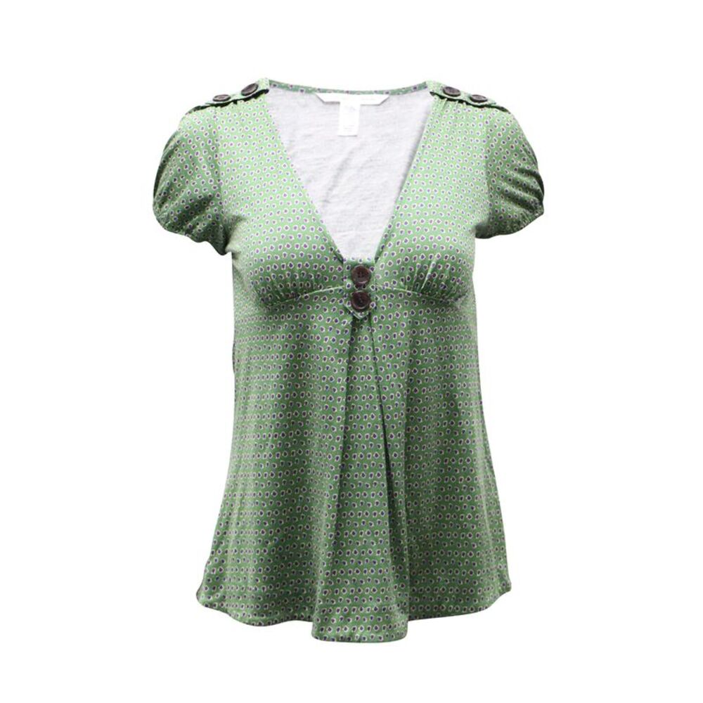 Diane Von Furstenberg Dot Print Blouse in Green Silk